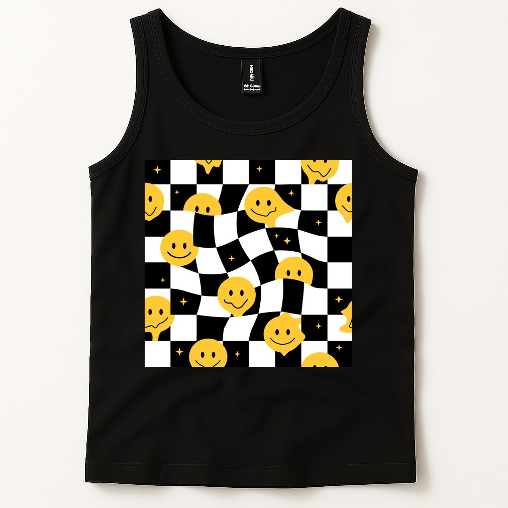 Crazy Melt Smile Faces Pattern Tank Top