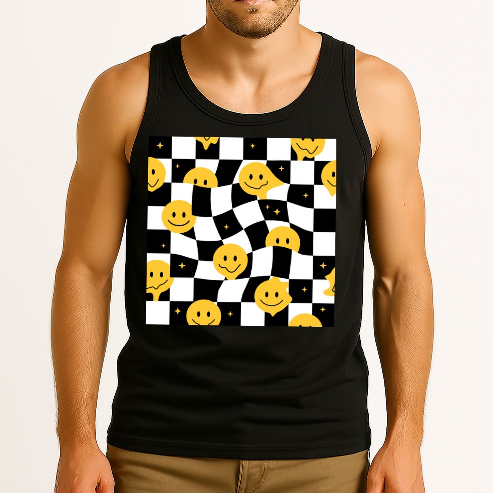 Crazy Melt Smile Faces Pattern Tank Top
