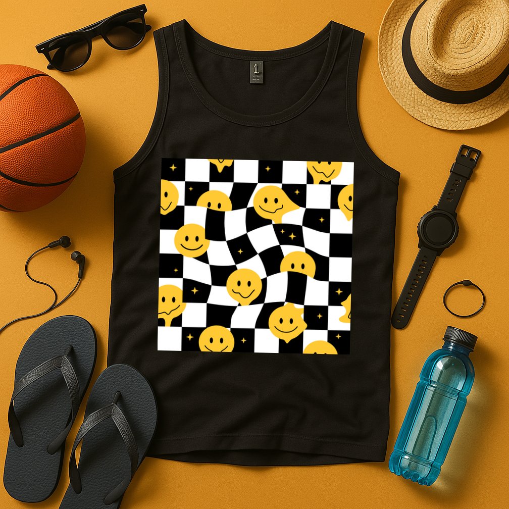 Crazy Melt Smile Faces Pattern Tank Top