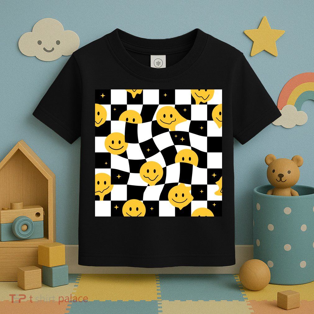 Crazy Melt Smile Faces Pattern Toddler T-Shirt