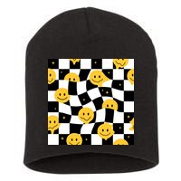 Crazy Melt Smile Faces Pattern Short Acrylic Beanie