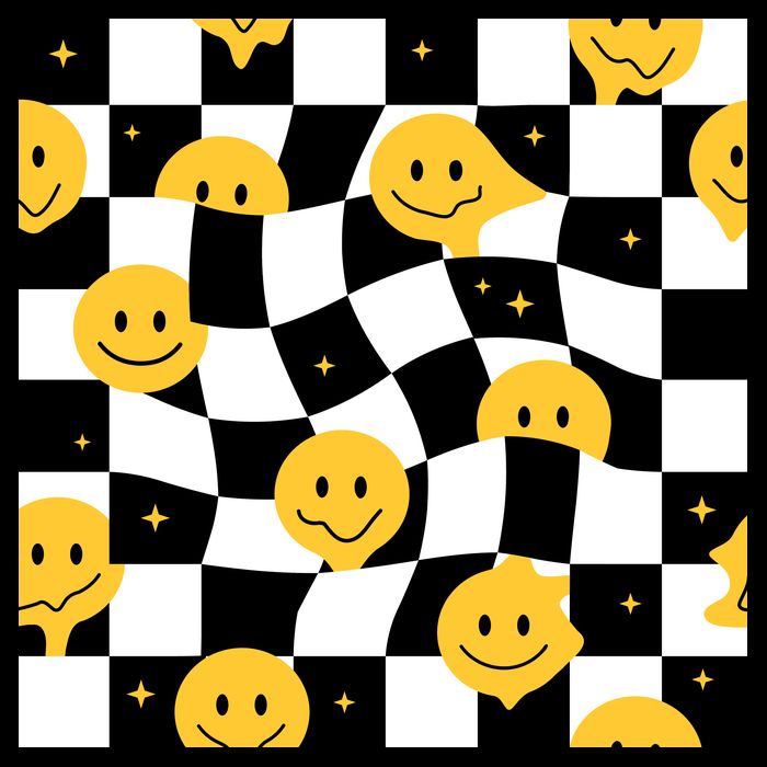 Crazy Melt Smile Faces Pattern Short Acrylic Beanie