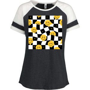 Crazy Melt Smile Faces Pattern Enza Ladies Jersey Colorblock Tee