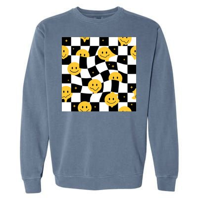 Crazy Melt Smile Faces Pattern Garment-Dyed Sweatshirt