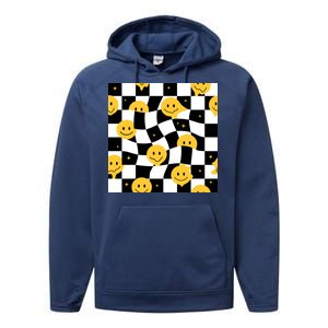 Crazy Melt Smile Faces Pattern Performance Fleece Hoodie