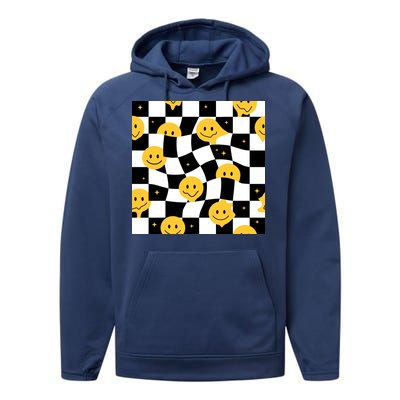 Crazy Melt Smile Faces Pattern Performance Fleece Hoodie