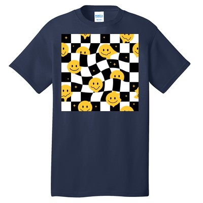 Crazy Melt Smile Faces Pattern Tall T-Shirt