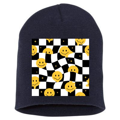 Crazy Melt Smile Faces Pattern Short Acrylic Beanie