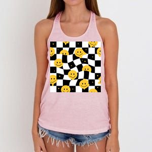 Crazy Melt Smile Faces Pattern Women's Knotted Racerback Tank