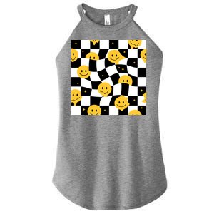 Crazy Melt Smile Faces Pattern Women's Perfect Tri Rocker Tank