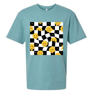 Crazy Melt Smile Faces Pattern Sueded Cloud Jersey T-Shirt
