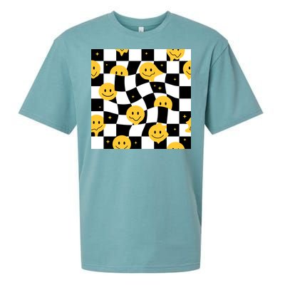 Crazy Melt Smile Faces Pattern Sueded Cloud Jersey T-Shirt