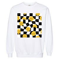 Crazy Melt Smile Faces Pattern Garment-Dyed Sweatshirt