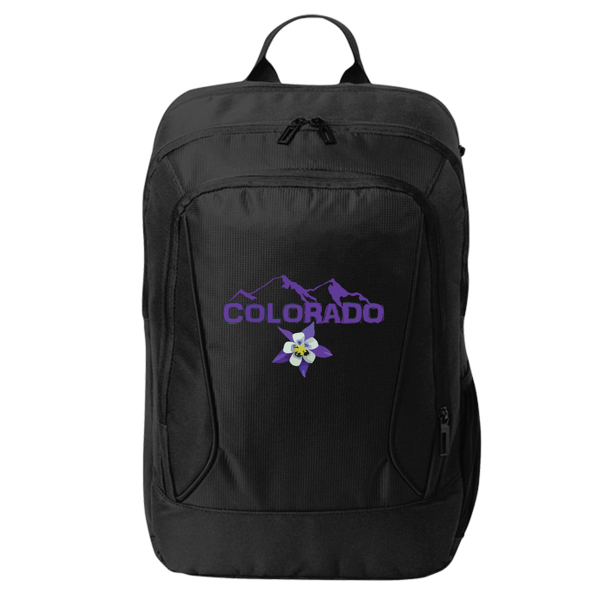 Colorado Mountain Silhouette Columbine State Flower City Backpack