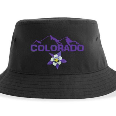 Colorado Mountain Silhouette Columbine State Flower Sustainable Bucket Hat