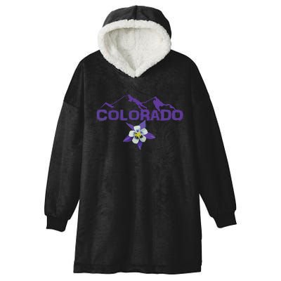 Colorado Mountain Silhouette Columbine State Flower Hooded Wearable Blanket