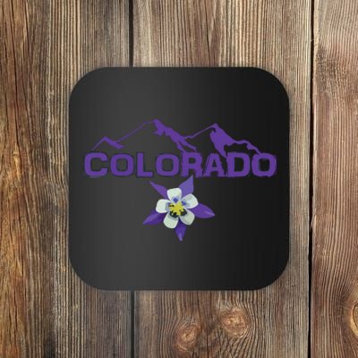 Colorado Mountain Silhouette Columbine State Flower Coaster