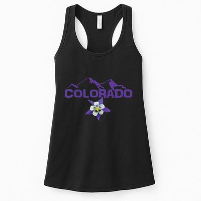 Colorado Mountain Silhouette Columbine State Flower Womens Tank Top