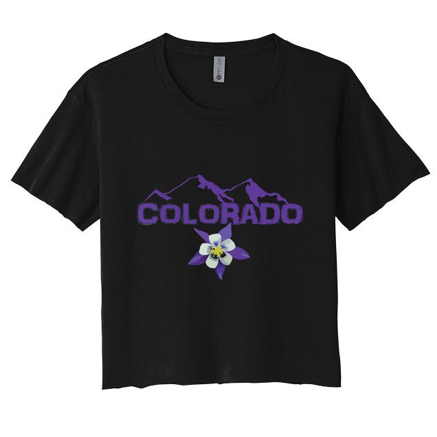 Colorado Mountain Silhouette Columbine State Flower Crop Top