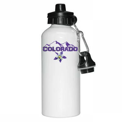 Colorado Mountain Silhouette Columbine State Flower Aluminum Water Bottle