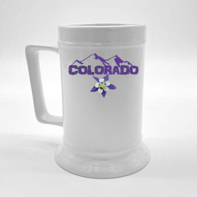 Colorado Mountain Silhouette Columbine State Flower Beer Stein