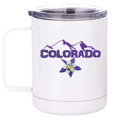 Colorado Mountain Silhouette Columbine State Flower 12 oz Stainless Steel Tumbler Cup