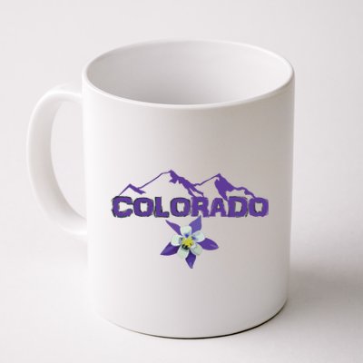 Colorado Mountain Silhouette Columbine State Flower Coffee Mug