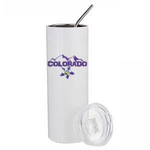 Colorado Mountain Silhouette Columbine State Flower Stainless Steel Tumbler