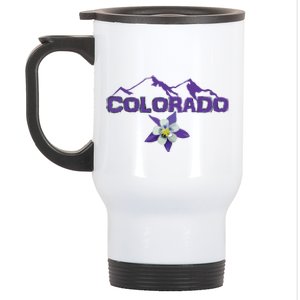 Colorado Mountain Silhouette Columbine State Flower Stainless Steel Travel Mug