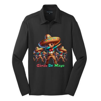 Cute Mexican Sombrero Dab Dance Cinco De Mayo Silk Touch Performance Long Sleeve Polo