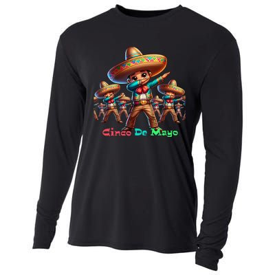 Cute Mexican Sombrero Dab Dance Cinco De Mayo Cooling Performance Long Sleeve Crew