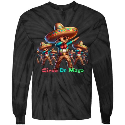 Cute Mexican Sombrero Dab Dance Cinco De Mayo Tie-Dye Long Sleeve Shirt