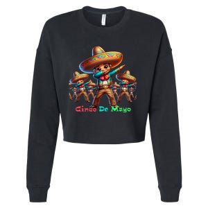 Cute Mexican Sombrero Dab Dance Cinco De Mayo Cropped Pullover Crew