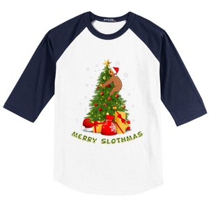 Christmas Merry Slothmas Sloth Lover Pajama Xmas Decoration Gift Baseball Sleeve Shirt