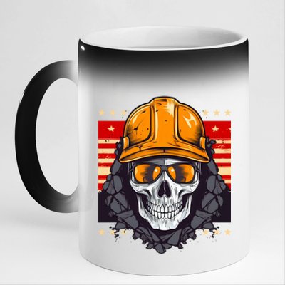 Coal Miner Skull Design 4th Of July Coal Miner Gift 11oz Black Color Changing Mug