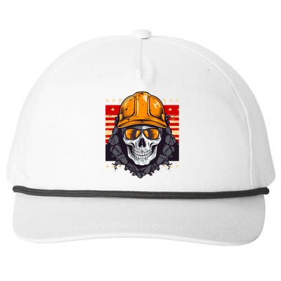 Coal Miner Skull Design 4th Of July Coal Miner Gift Snapback Five-Panel Rope Hat