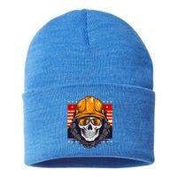 Coal Miner Skull Design 4th Of July Coal Miner Gift Sustainable Knit Beanie