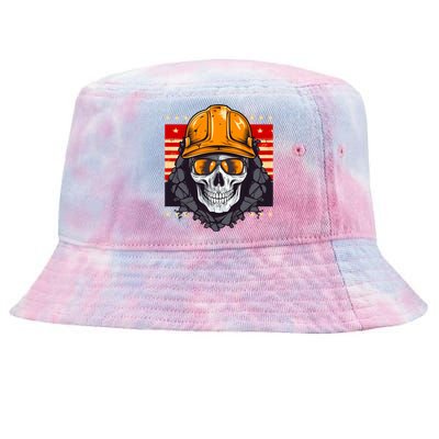 Coal Miner Skull Design 4th Of July Coal Miner Gift Tie-Dyed Bucket Hat