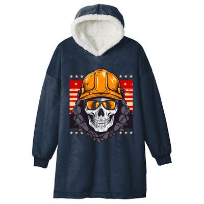 Coal Miner Skull Design 4th Of July Coal Miner Gift Hooded Wearable Blanket