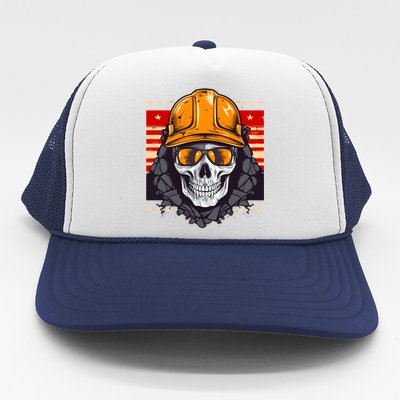 Coal Miner Skull Design 4th Of July Coal Miner Gift Trucker Hat