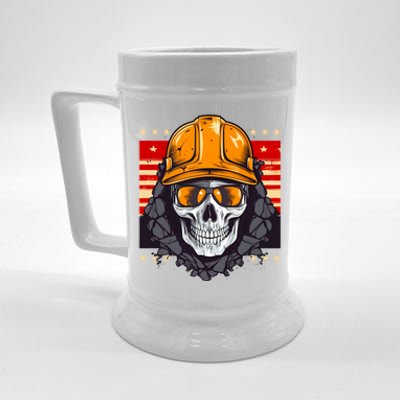 Coal Miner Skull Design 4th Of July Coal Miner Gift Beer Stein