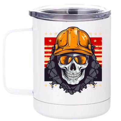 Coal Miner Skull Design 4th Of July Coal Miner Gift 12 oz Stainless Steel Tumbler Cup