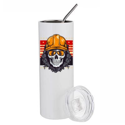 Coal Miner Skull Design 4th Of July Coal Miner Gift Stainless Steel Tumbler