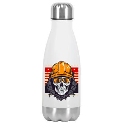 Coal Miner Skull Design 4th Of July Coal Miner Gift Stainless Steel Insulated Water Bottle