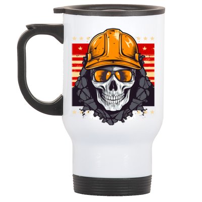 Coal Miner Skull Design 4th Of July Coal Miner Gift Stainless Steel Travel Mug