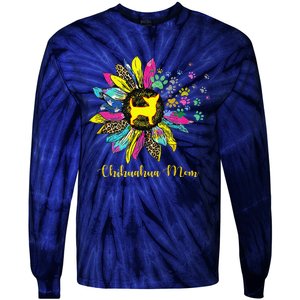 Chihuahua Mom Sunflower Gifts Dog Mom Mothers Day Tie-Dye Long Sleeve Shirt