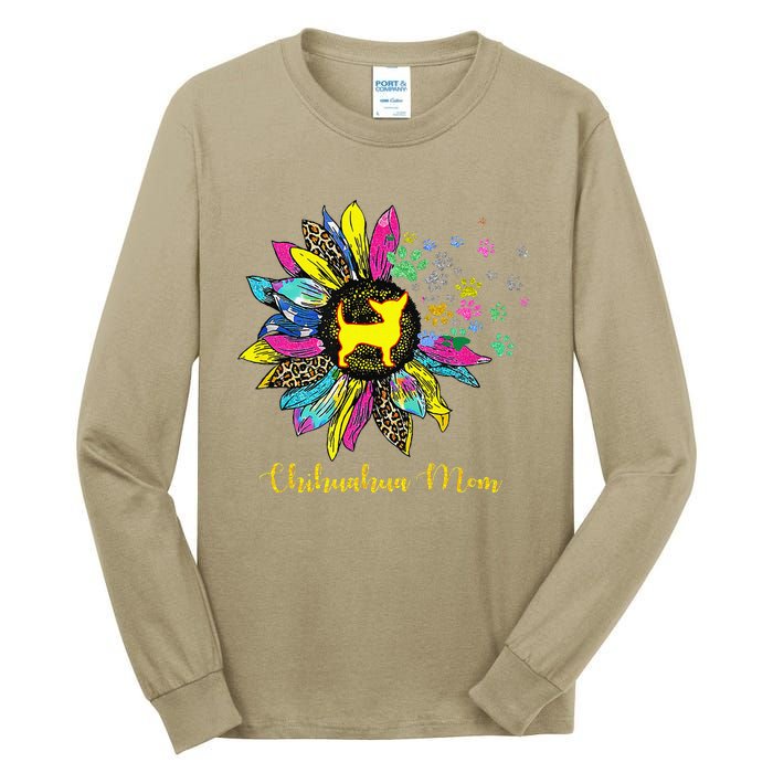 Chihuahua Mom Sunflower Gifts Dog Mom Mothers Day Tall Long Sleeve T-Shirt