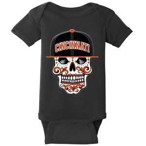 Cincinnati Mexican Sugar Skull Cincinnati City Ohio Baby Bodysuit