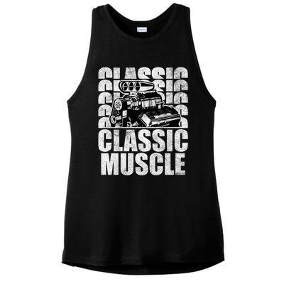 Classic Muscle Supercharged V8 Motor Mechanic Gift Ladies PosiCharge Tri-Blend Wicking Tank