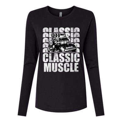 Classic Muscle Supercharged V8 Motor Mechanic Gift Womens Cotton Relaxed Long Sleeve T-Shirt